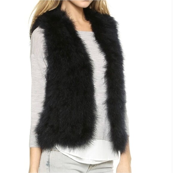 Club Monaco Vest Womens S Violet Feather Open Front Gilet Rock Punk Glam $198 - Picture 15 of 16